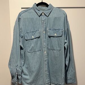 Light Blue Denim Button-Up Shirt - Abercrombie